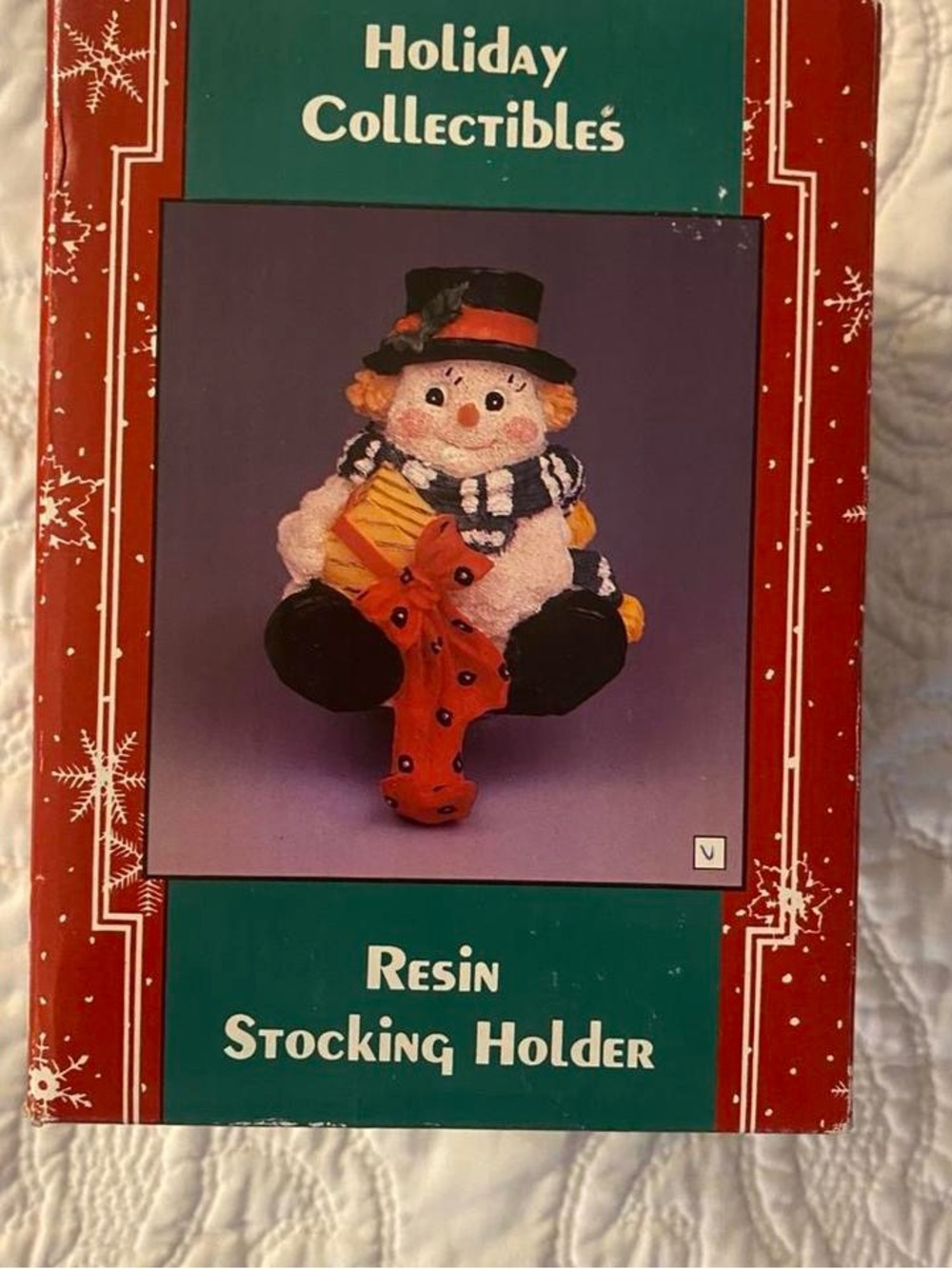 Resin Snowman Stocking Holder - Red, White, Black